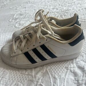 Adidas superstar white with black trim